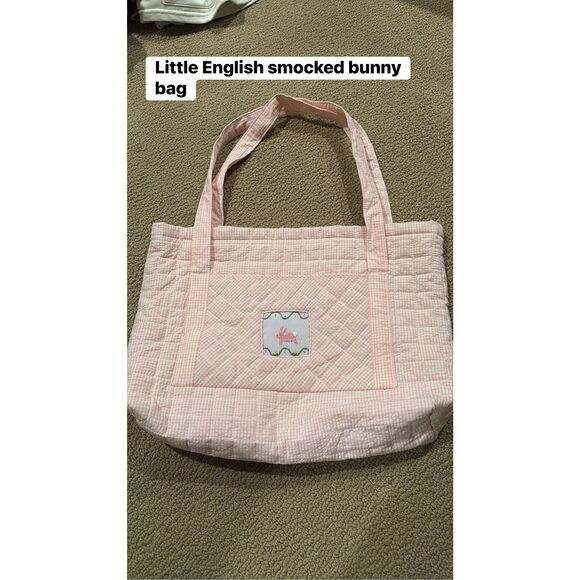 Little English Gingham Seersucker Smocked Bunny Tote - Picture 1 of 7